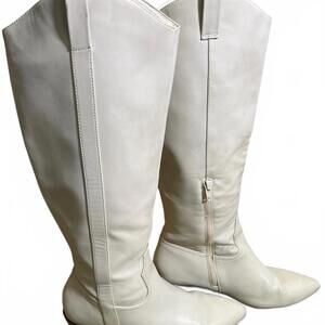 White Faux Leather Cowboy Boots Womens Size 9 EU 40 Americana Core